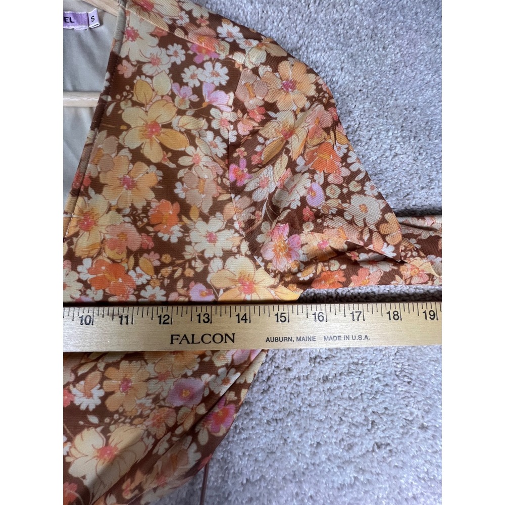 Hansen & Gretel Floral Cutout Maxi Dress Orange Pink Flower Power 70s Style S - Picture 6 of 9